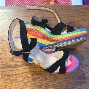 Colourful Suede Wedge Sandals